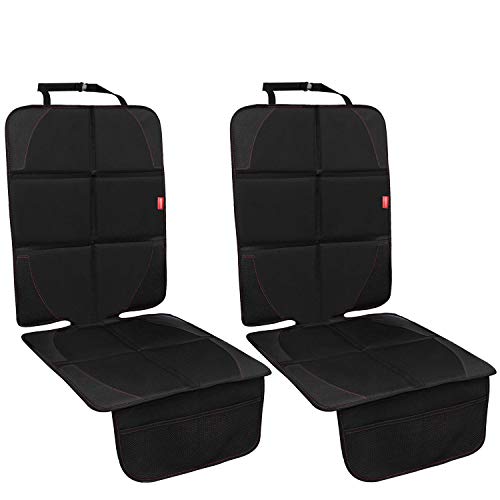 MORROLS Protector Asiento Coche, Protector Asiento Coche Silla Bebe Compatible Isofix, Protector Asiento Coche Niños Desde Manchas y Daños - Impermeable(Negro, 2 Pcs)