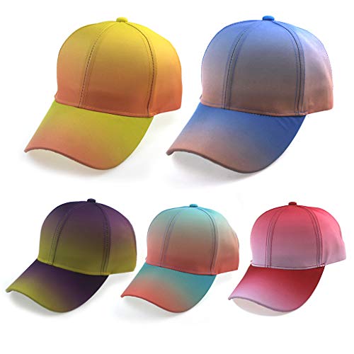 Mujeres Hombres Verano Personalidad Hip Hop Sombrero De Béisbol Contraste Color Gradient Rainbow Ajustable Snapback Gorra, Preguntas frecuentes:, Large