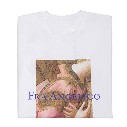 Museo del Prado Camiseta La Anunciación Fra Angelico Manos arcángel, Blanca, Talla S para Mujer