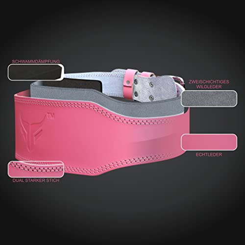 Mytra Fusion 4 inch Leather Power lifting and Weight Lifting Belt (Small, Pink)