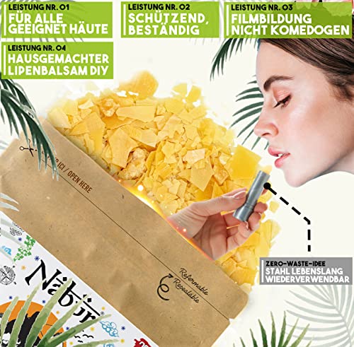 Nabür - Cera de carnaúba 200 G | Calidad alimentaria alternativa vegana a la cera de abejas cosmética DIY, pintalabios, cremas, desodorantes, fabricación | envasado en Francia