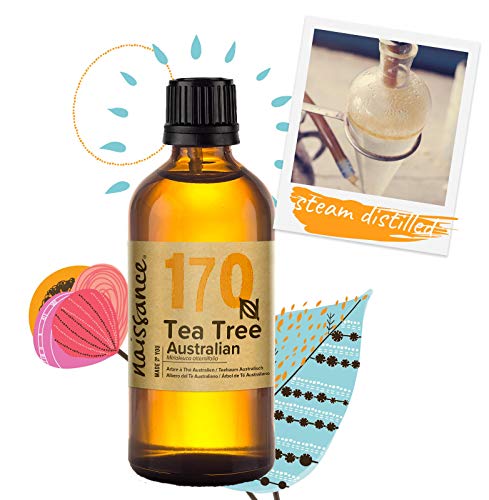 Naissance Aceite Esencial Árbol de Té Australiano Puro (No. 109) 100ml - Tratamiento Natural Para Acné, Puntos Negros, Cuero Cabelludo Graso, Uñas - Reduce Enrojecimiento Uniformiza Tono Piel