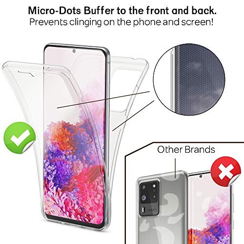 NALIA 360 Grados Case Compatible con Samsung Galaxy S20 Ultra Funda, Ultra-Fina Silicona Integral Trasera Delantera Carcasa Completa Full Cover Protectora Pantalla Cubierta Bumper, Color:Transparente