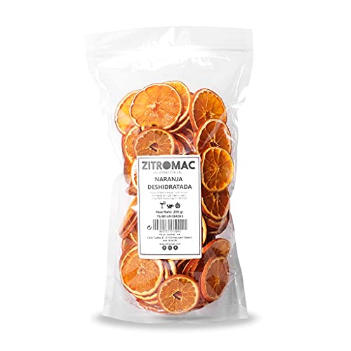 Naranja deshidratada para cóctel. Fruta deshidratada sin azúcar para coctel /decoración / repostería / navidad / bebidas. Rodaja de naranja seca 100% natural sin aditivos. Bolsa 180gr con autocierre