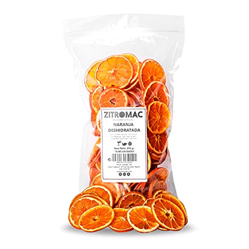 Naranja deshidratada para cóctel. Fruta deshidratada sin azúcar para coctel /decoración / repostería / navidad / bebidas. Rodaja de naranja seca 100% natural sin aditivos. Bolsa 180gr con autocierre