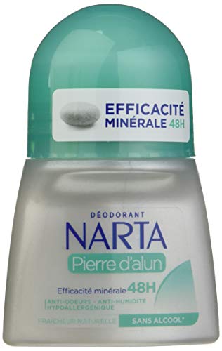 Narta – Desodorante de bola con piedra de alumbre para mujer – Eficacia 48 h – Lote de 3 unidades de 50 ml