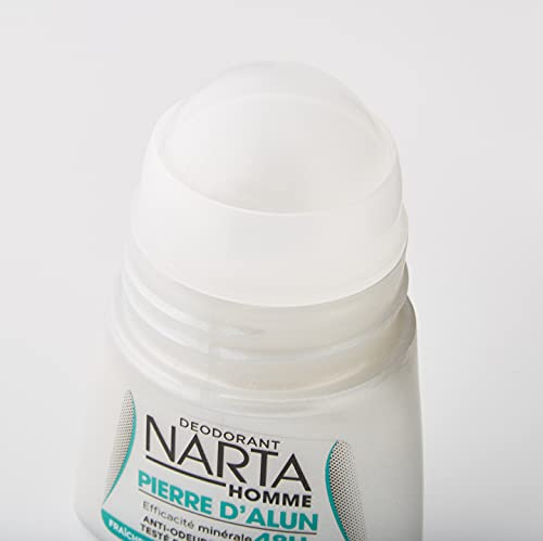 Narta – Desodorante de bola para hombre con piedra de alumbre – Eficiencia 48 h – 50 ml