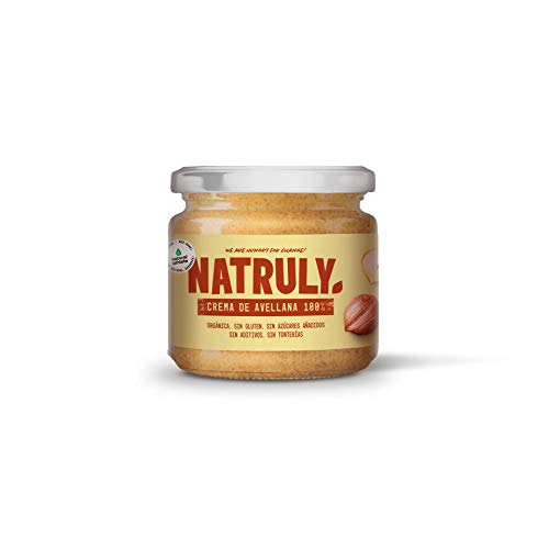 NATRULY Crema de Avellanas BIO, 100% Avellanas Sin Azúcar, Sin Gluten, Sin Aceite de Palma - 300 g