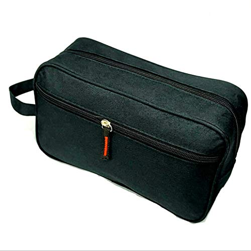 Neceser Bolsa de Aseo Hombre Diseño Premium Exclusivo Liso Tela Impermeable para Hombre Impermeable (Negro Puro)