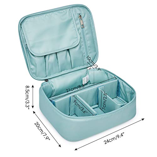 Neceser de Maquillaje de Viaje, Bolsa de Aseo Grande, Organizador para Mujeres y niñas, Azul Celeste (Azul)