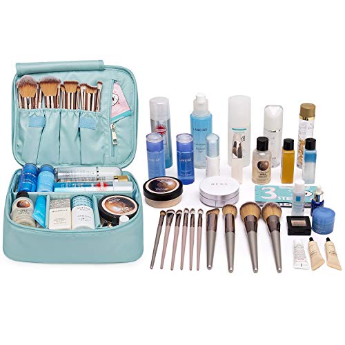 Neceser de Maquillaje de Viaje, Bolsa de Aseo Grande, Organizador para Mujeres y niñas, Azul Celeste (Azul)