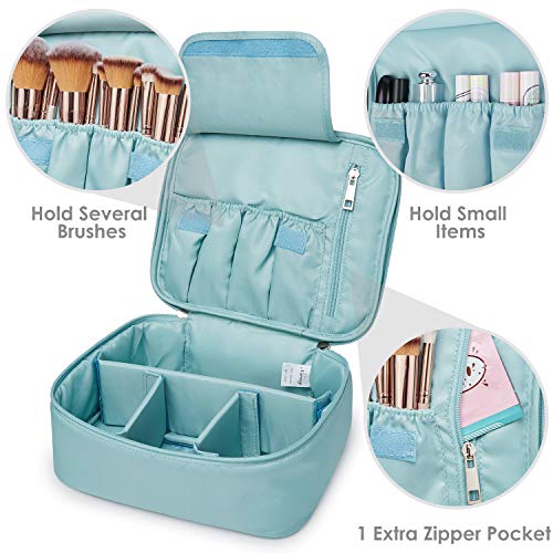 Neceser de Maquillaje de Viaje, Bolsa de Aseo Grande, Organizador para Mujeres y niñas, Azul Celeste (Azul)