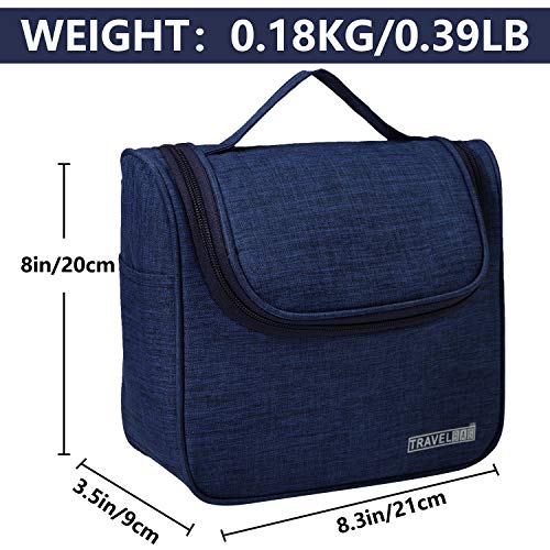 Neceser Hombres Mujeres, Kasgo Impermeable Bolsa de Aseo Bolso de Tocador Dopp Kit Estuche de Viaje para Maquillaje Bolsa de Cosmeticos Diario Bolsa de Lavado con Gancho Robusto Azul