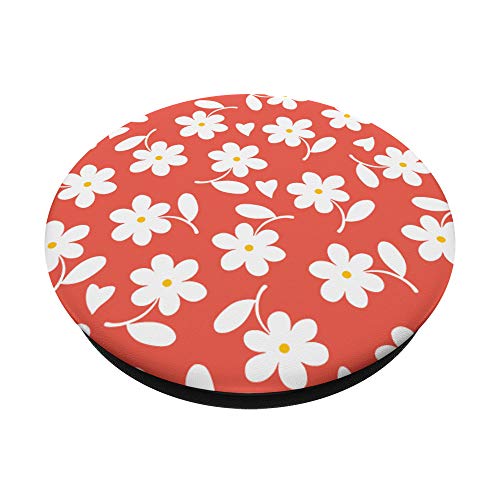 Nectarine - Flores de margaritas blancas con forma de corazón PopSockets PopGrip Intercambiable