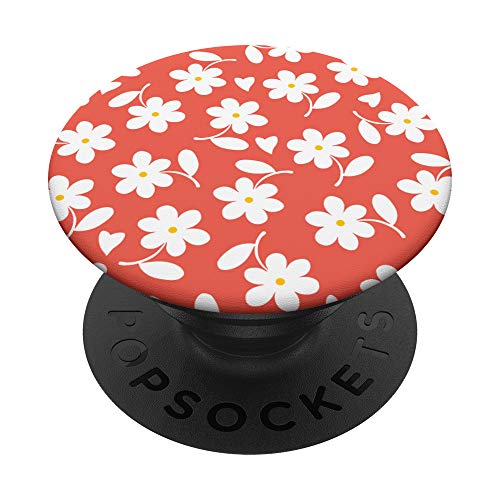 Nectarine - Flores de margaritas blancas con forma de corazón PopSockets PopGrip Intercambiable