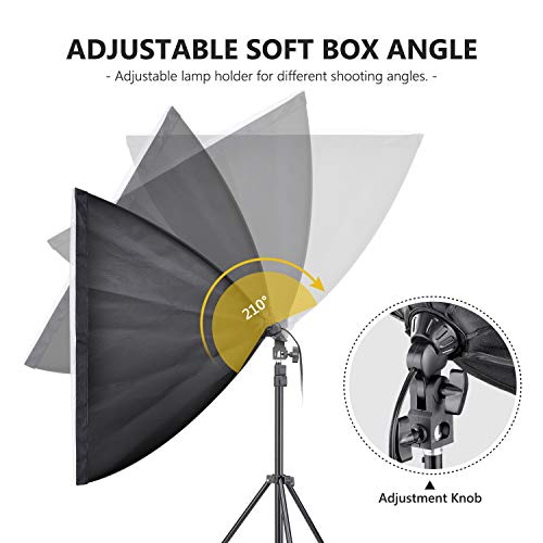 Neewer 700W Pro Fotografía Kit de Iluminación de Luz Softbox – 2 Packs 60×60 centímetros Softbox con Zócalo E27 para Retratos de Estudio Fotográfico, Fotos de Productos y Videos