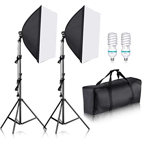 Neewer 700W Pro Fotografía Kit de Iluminación de Luz Softbox – 2 Packs 60×60 centímetros Softbox con Zócalo E27 para Retratos de Estudio Fotográfico, Fotos de Productos y Videos