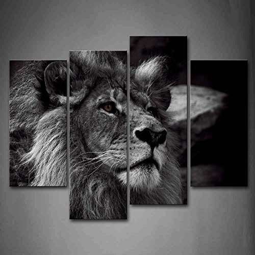 Negro Y Blanco Gris León Cabeza RetratoPintura de la pintura de la pared La impresión de la imagen en la lona Animal Fotos de la Obra para la Decoración Moderna del Ministerio del Interior