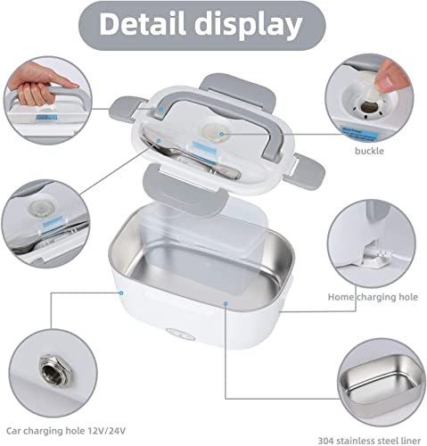 Nifogo Fiambrera Eléctrica Calentador de Comida Electrico 3 en 1 para Coche/Camión y Trabajo 220V & 12V 24V Pefecto para el Hogar,Camping y Oficina