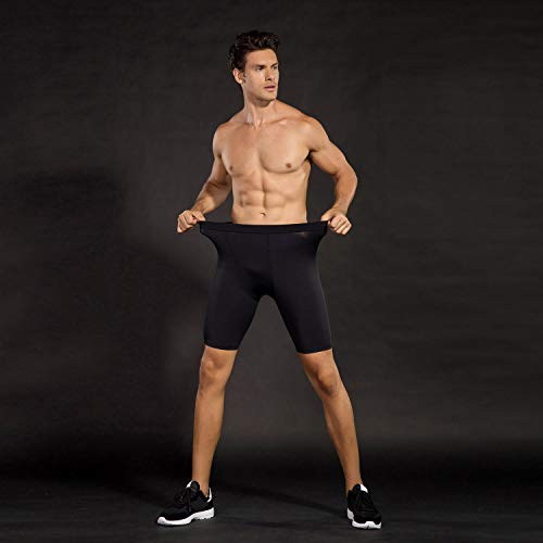 Niksa Mallas Cortas Running Hombre Pantalones Cortos de Compresión para Deporte, Fitness, Gym Negro XL