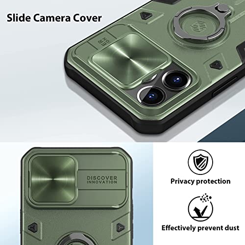 Nillkin CamShield Armor Funda para iPhone 13 Pro MAX, Carcasa para Teléfono con Protección para cámara y Soporte para Anillo, iPhone 13 Pro MAX Case Anticaídas y a Prueba de Golpes - Verde