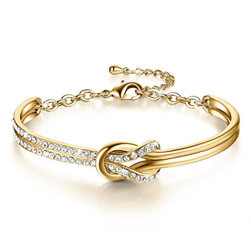 NinaMaid Pulsera Mujer con Cristales de Swarovski Chapado en Oro Pulseras para Mujer