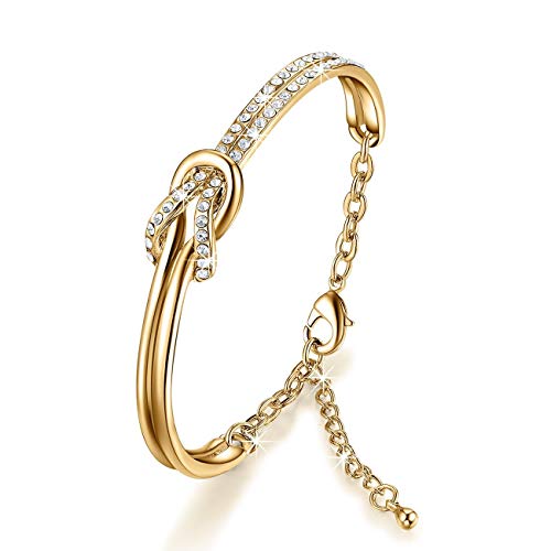 NinaMaid Pulsera Mujer con Cristales de Swarovski Chapado en Oro Pulseras para Mujer