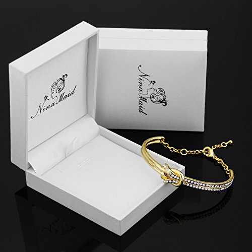 NinaMaid Pulsera Mujer con Cristales de Swarovski Chapado en Oro Pulseras para Mujer