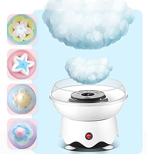 Niños Máquina para Hacer Algodón de Azúcar, Máquina de Azúcar Cotton Candy, 400W Casa Máquina de Seda de Azúcar Trae 20 Palos de Bambú Para Reuniones Familiares y Fiestas de Cumpleaños (Blanco)