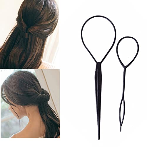 NITAIUN 14 Piezas Herramienta de pelo Topsy Cola de Cola de caballo, herramienta de trenzado rápido en espiral, juego de peinado, accesorios de agujas para mujeres y niñas