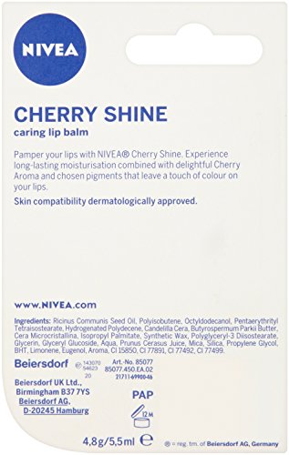 Nivea brillo cuidado Lip Balm, 4,8 g, Paquete de 12