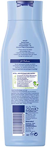 NIVEA Champú suave Diamant Brilliant, champú nutritivo con partículas de diamante para cabellos normales y ásperos, 250 ml