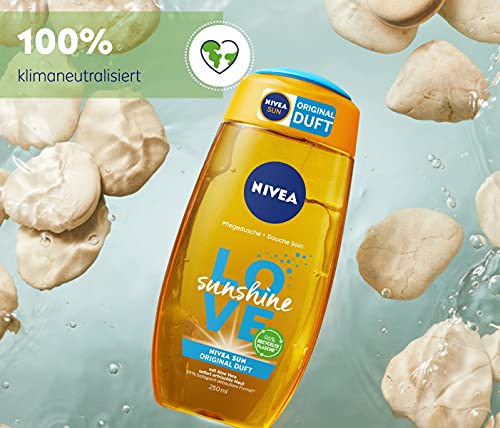 NIVEA Love Sunshine - Gel de ducha (250 ml), gel de ducha veraniego con aloe vera para una piel notablemente suave, ducha con el exclusivo aroma de crema solar Nivea Sun