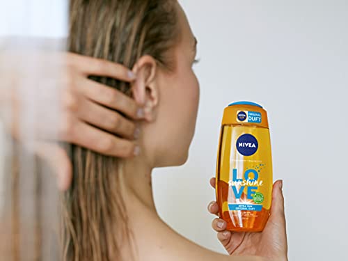 NIVEA Love Sunshine - Gel de ducha (250 ml), gel de ducha veraniego con aloe vera para una piel notablemente suave, ducha con el exclusivo aroma de crema solar Nivea Sun