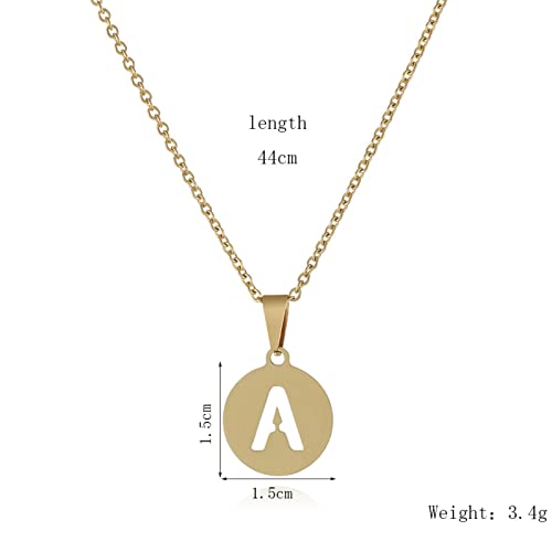 Nombre de la letra inicial Collar con colgante hueco Alfabeto de acero inoxidable 26 A-Z Cadena de clavícula de oro de la suerte Regalos de joyería para mujeres Niñas Parejas Estudiantes Amigos