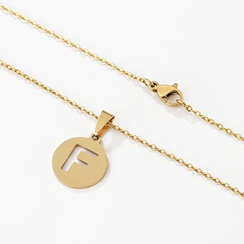 Nombre de la letra inicial Collar con colgante hueco Alfabeto de acero inoxidable 26 A-Z Cadena de clavícula de oro de la suerte Regalos de joyería para mujeres Niñas Parejas Estudiantes Amigos