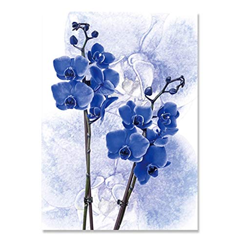 Nordic Violet Canvas Paintings Blue Flowers Plant Posters and Prints Decoración del hogar Cuadros de pared para la decoración de la sala de estar 45x60cmx2pcs Sin marco