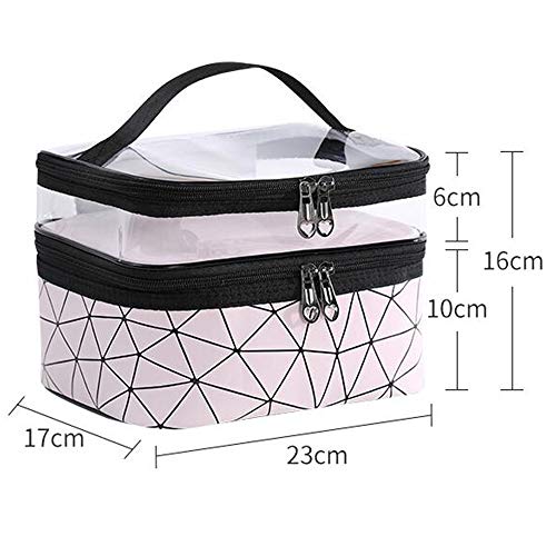 NOVAGO Bolsa de Aseo Tocador Vanity Especialmente concebido para los Viajes, el Maquillaje y artículos de higiene Personal - Tela laminada. sólida e Impermeable (Plata)