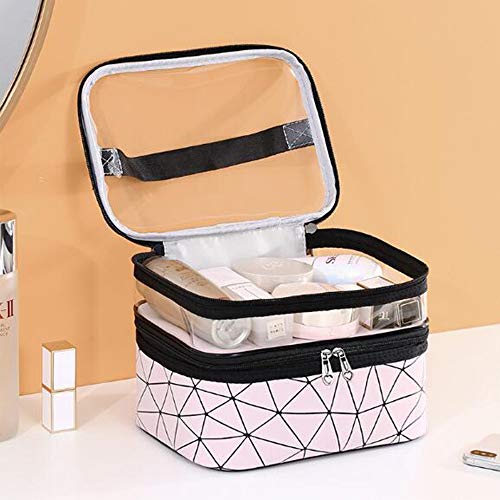 NOVAGO Bolsa de Aseo Tocador Vanity Especialmente concebido para los Viajes, el Maquillaje y artículos de higiene Personal - Tela laminada. sólida e Impermeable (Plata)