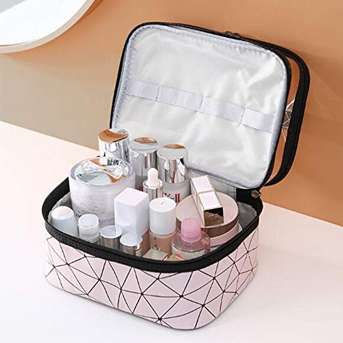 NOVAGO Bolsa de Aseo Tocador Vanity Especialmente concebido para los Viajes, el Maquillaje y artículos de higiene Personal - Tela laminada. sólida e Impermeable (Plata)