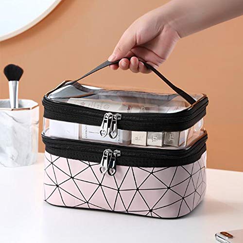 NOVAGO Bolsa de Aseo Tocador Vanity Especialmente concebido para los Viajes, el Maquillaje y artículos de higiene Personal - Tela laminada. sólida e Impermeable (Plata)