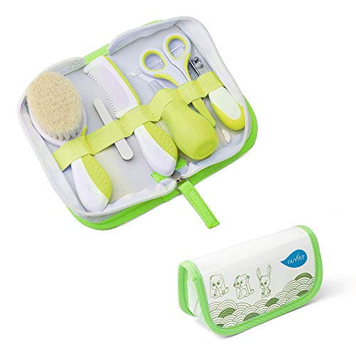 Nuvita 1136 - Set Para el Cuidado del Bebé – Estuche Para Cuidados e Higiene del Bebé - Kit para Uñas y Cabello - Aspirador Nasal – Ideal para Viajes – Libre de BPA – Marca Europea(Verde)