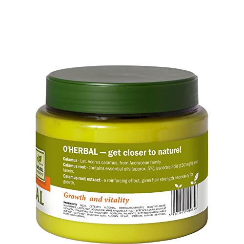 O'Herbal Mascarilla Fortificante Natural Ecológica Hidratante Sin Sulfatos Ni Siliconas Profesional Para Fortalecimiento Del Cabello / Pelo Con Extracto De Raíz De Cálamo O'Herbal 500Ml 500 ml