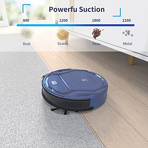 OKP Robot Aspirador 7.5cm Mini Aspiradora Robot con Tecnología Dirt Detect, Aspiradora Robot Óptimo para Mascotas, Ideal para Suelos Duros y Alfombras, WiFi/Alexa/App K2