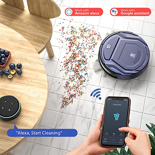 OKP Robot Aspirador 7.5cm Mini Aspiradora Robot con Tecnología Dirt Detect, Aspiradora Robot Óptimo para Mascotas, Ideal para Suelos Duros y Alfombras, WiFi/Alexa/App K2