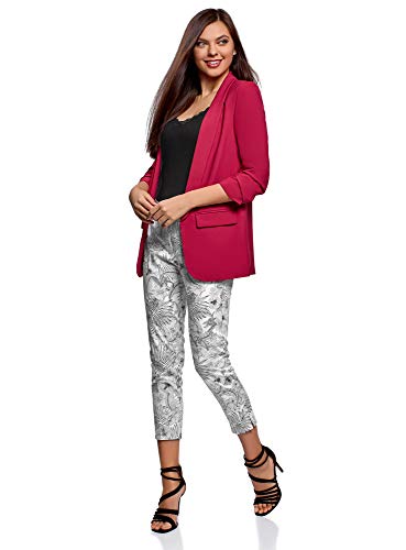 oodji Collection Mujer Pantalones de Algodón Estrechos, Blanco, ES 36 / XS