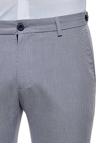 oodji Ultra Hombre Pantalones Slim con Pinzas, Azul, 42