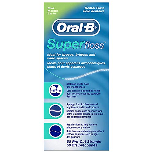 Oral-B Super Floss - 50 piezas precortadas de seda dental (12 unidades)