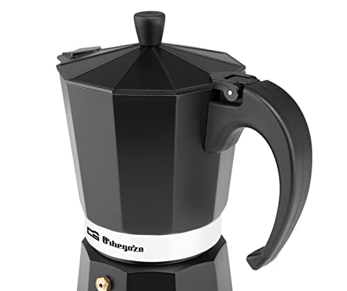 Orbegozo KFN 910 - Cafetera italiana de aluminio, 9 tazas de capacidad, mango ergonómico, válvula de seguridad, filtro desmontable