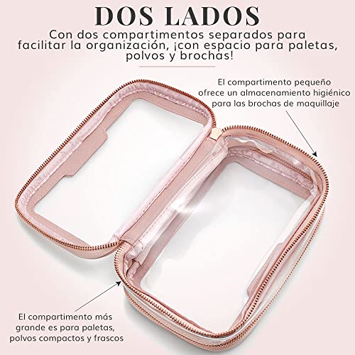 Organizador Maquillaje para Playa – Neceser Transparente para Aeropuerto – Bolsa Maquillaje y Cosméticos – Rosa, Lily England